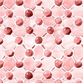 Watercolor pearls in dark blush pink with diagonal grid Small scale