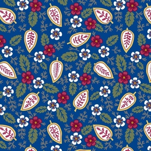 Vintage French Peter Primrose Floral design on Teal Blue