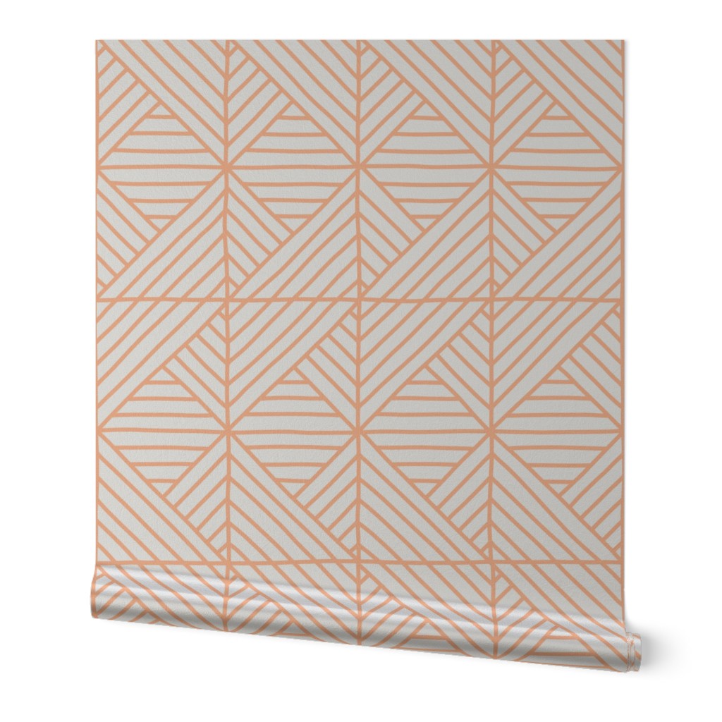 Hand Drawn Geometric Lines - Orange Creamsicle - Warm Orange Lines on a cream background