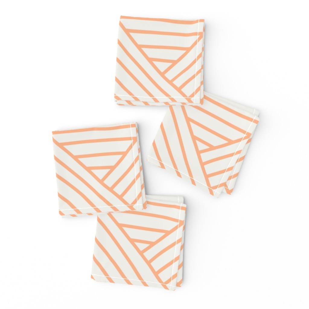 Hand Drawn Geometric Lines - Orange Creamsicle - Warm Orange Lines on a cream background