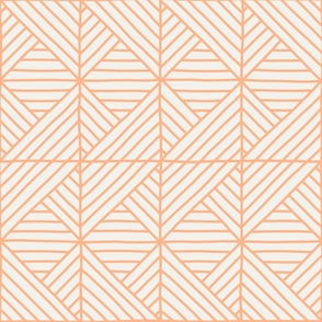 Hand Drawn Geometric Lines - Orange Creamsicle - Warm Orange Lines on a cream background