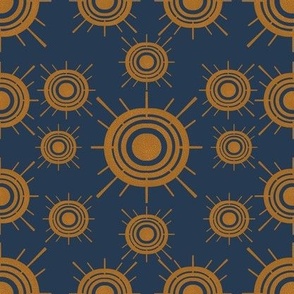 Golden Sunburst: Geometric Navy Blue Blender, Medium