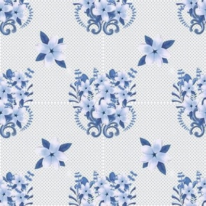 Floral Bouquet  Blue and White