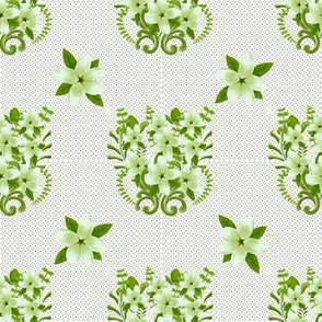 Floral Bouquet  Green and White