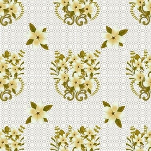 Floral Bouquet  Olive Green and Tan