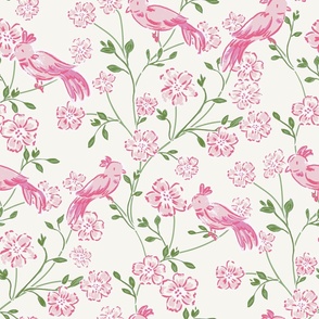 large whimsical chinoiserie // pink and green