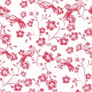 large whimsical chinoiserie // pink and red