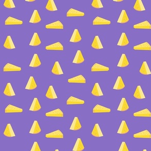 Cheesy Cheese Please - Purple | Medium Version | blocks of cheese print 
