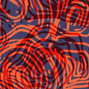 Curve stripes, animal texture, abstract shapes: orange, purple