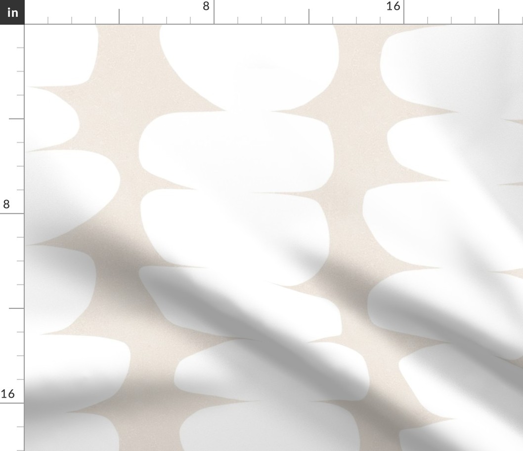 (M) Warm Minimal Abstract Zen Pebble Stripes 4. White Linen Sand