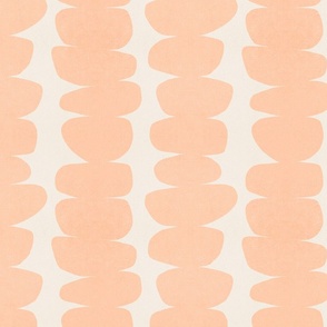 (S) Warm Minimal Abstract Organic Zen Pebbles Stripes 6A Peach Fuzz on Beige