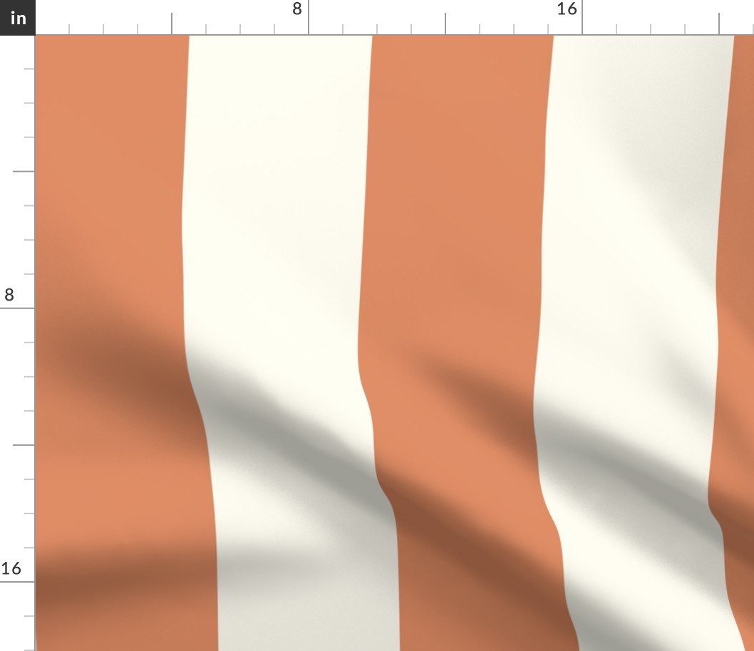 Large Cabana stripe - peach on cream white - Candy stripe - Awning stripes - Striped wallpaper