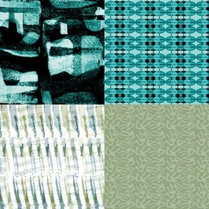 quilt one yard fat quarters ocean island collection modern cyan aqua turquoise green