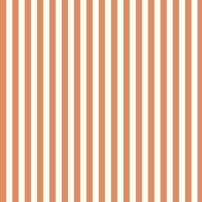 Small Cabana stripe - peach on cream white - Candy stripe - Awning stripes - Striped wallpaper