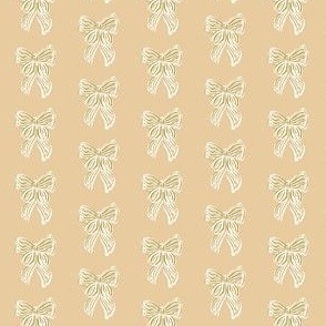 Hand drawn Mustard Yellow Coquette Bow on Light Brown