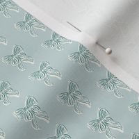 Hand drawn Teal Coquette Bow on Blue