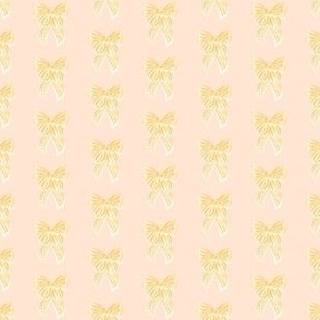 Hand drawn Yellow Coquette Bow on Light Salmon Pink