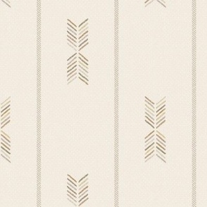 Tribal Feather | Oat - Warm Neutrals | Large - 6" basic repeat | Stripe