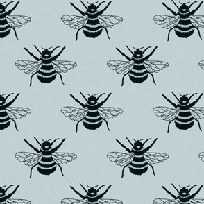 Bumble bee on Blue linen