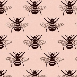 Bumble bee on Pink linen