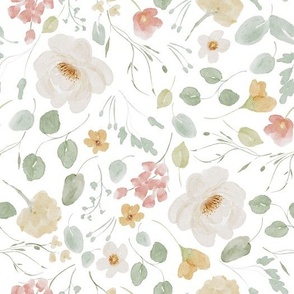 Dainty White Peony Watercolor Florals