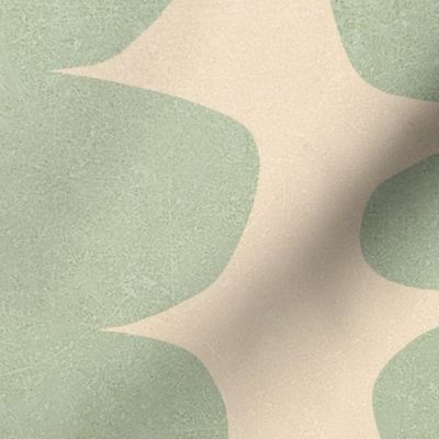 (L) Warm Minimal Abstract Organic Zen Pebbles 7. Sage Green on Almond Beige #warmminimalist #minimalwallpaper #organicshapes #retrowallpaper
