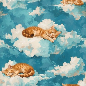 Ginger Kitties Sleeping on Clouds