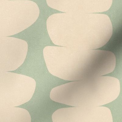 (Sm) Warm Minimal Abstract Organic Zen Pebbles 7B. Almond Beige on Sage green #warmminimalist #minimalwallpaper #organicshapes 
