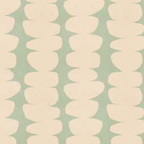 (Sm) Warm Minimal Abstract Organic Zen Pebbles 7B. Almond Beige on Sage green #warmminimalist #minimalwallpaper #organicshapes 