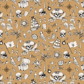 Pirates & Treasure chest island adventures ivory on caramel SMALL 