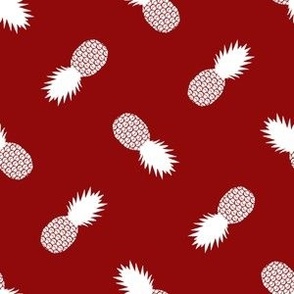 Small Tossed Pineapples on Crimson Red