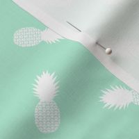 Small Tossed Pineapples on Mint Green