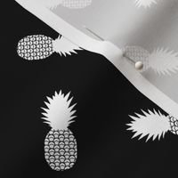 Small Tossed Pineapplws, White on Black