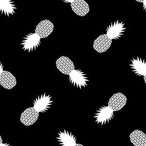 Small Tossed Pineapplws, White on Black