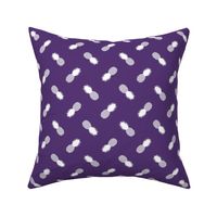 Small Tossed Pineapples, White on Purple