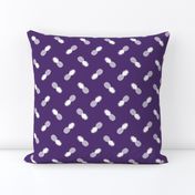 Small Tossed Pineapples, White on Purple