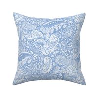 beautiful floral ornate paisley Light Blue / Aqua Marina Blue and White - medium scale