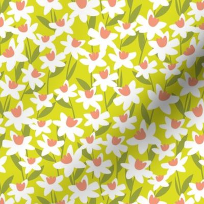 Daffodil heaven - Romantic retro paradise blossom daffodils retro nineties lime green pink