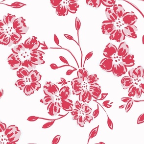 large chintz blooms // pink and red