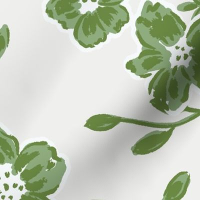large chintz blooms // green