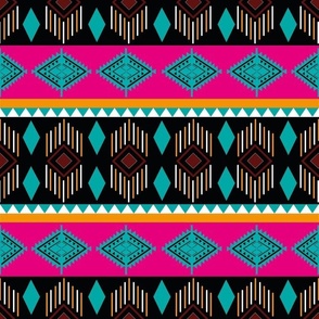 Small Aztec Stripe Hot Pink and Turquoise