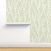 Pussy willows soft cozy watercolor in pastel spring green minimalist wallpaper design