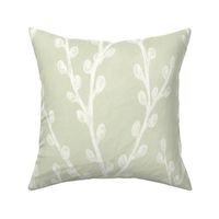 Pussy willows soft cozy watercolor in pastel spring green minimalist wallpaper design