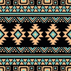 Small Southwest Geometric Aztec Truquoise Black and Tan