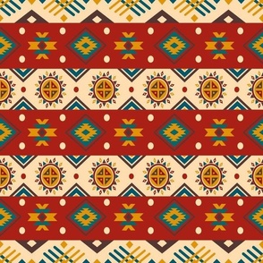 Small Western Aztec Stripe Red and Cream