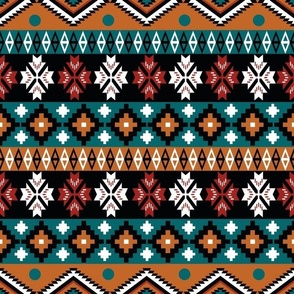Small Western Aztec Boho Stripe Turquoise Tan