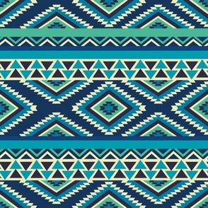 Smaller Aztec Stripe in Blue and Green