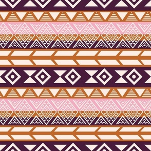 Small Western Aztec Stripe Plum Pink Tan