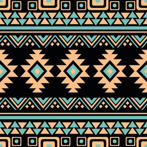 Large Southwest Geometric Aztec Truquoise Black and Tan