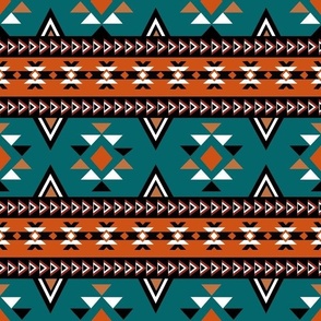 Small Western Aztec Stripe Turquoise and Rust